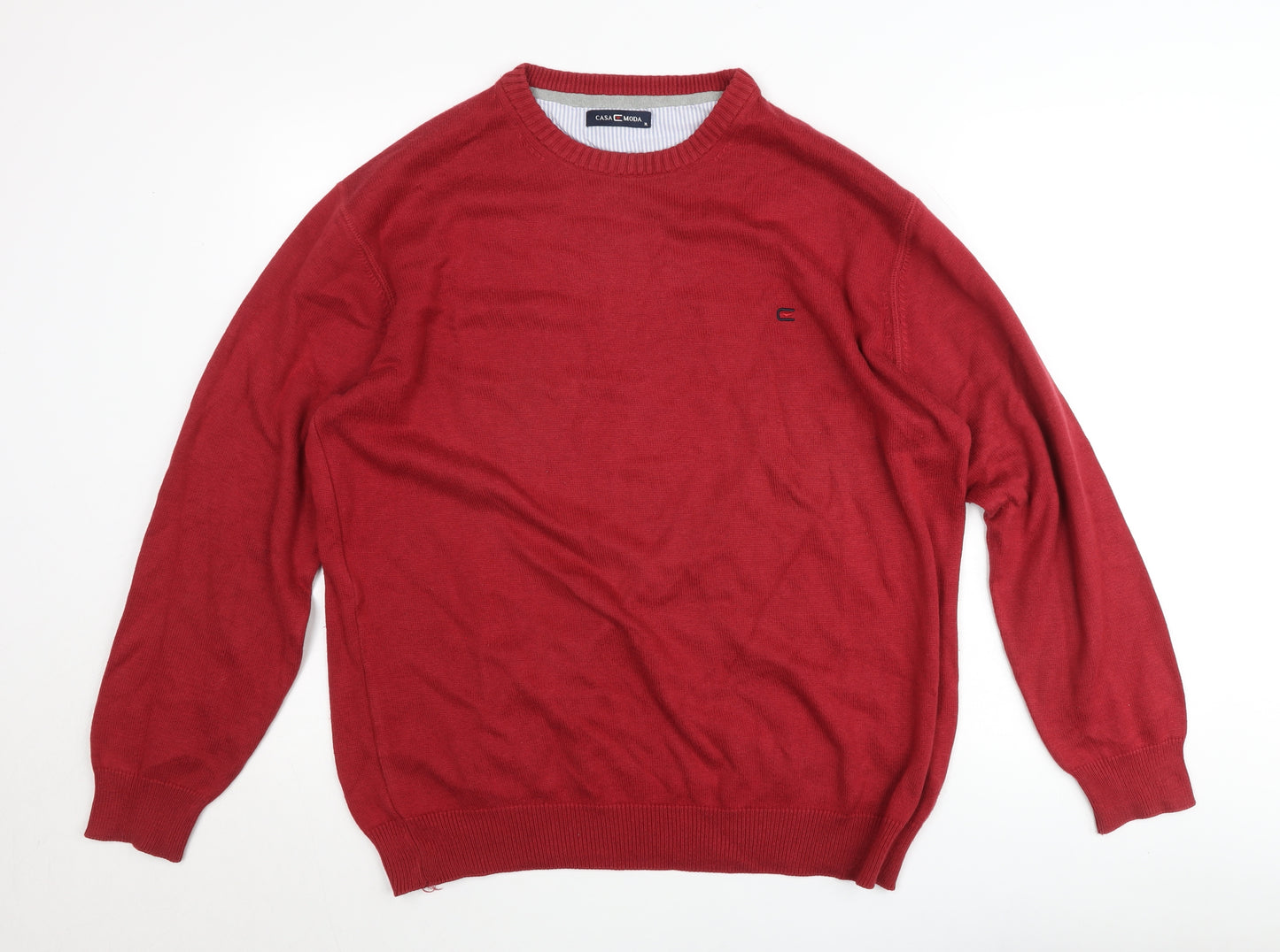 Casa Moda Men's Red XL Pullover Jumper Knit Cotton Crew Neck