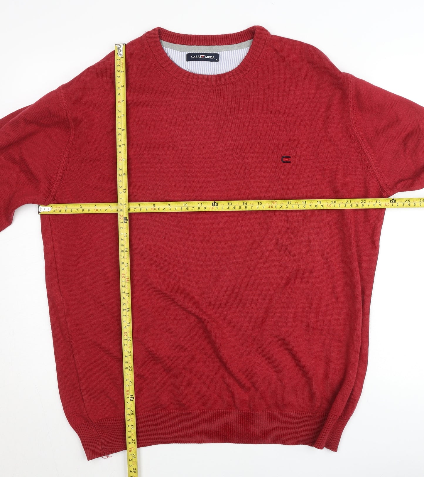 Casa Moda Men's Red XL Pullover Jumper Knit Cotton Crew Neck
