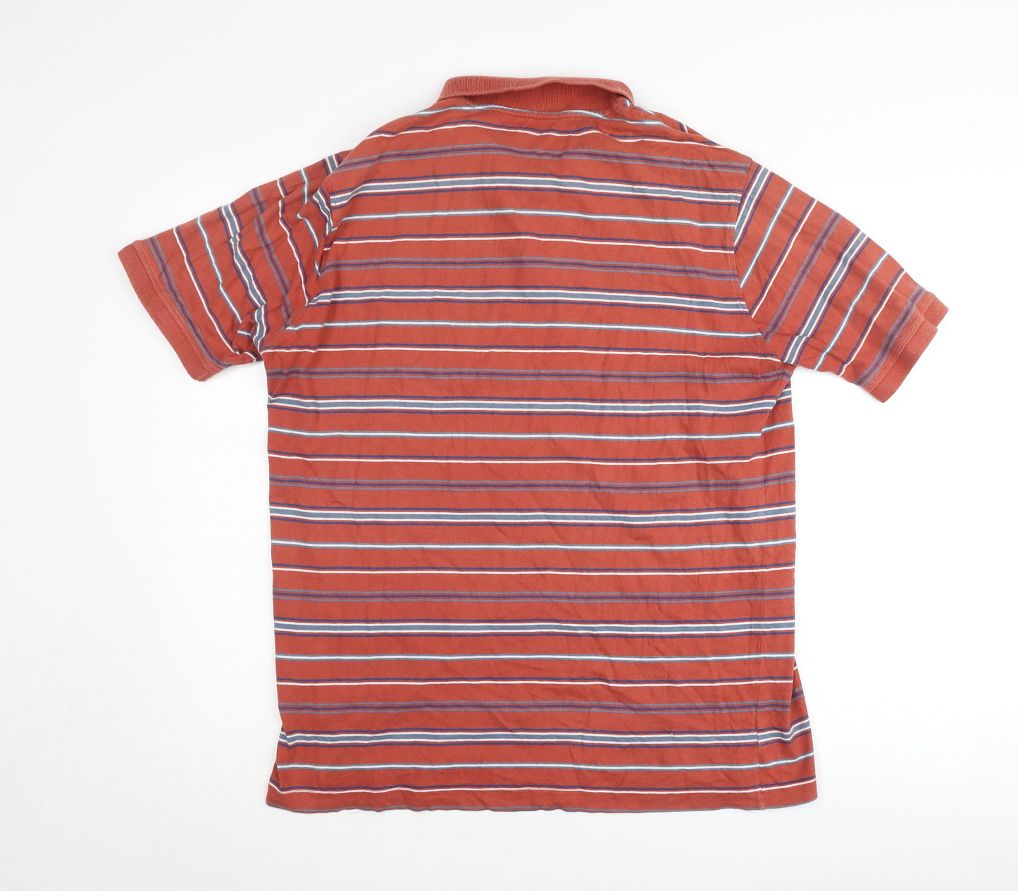 Dunnes Stores Men's Orange Striped Polo Shirt L Regular Fit Cotton