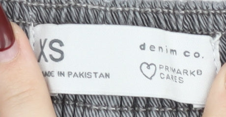 Primark Denim Co. Womens Grey XS Cargo Trousers Elastic Waist
