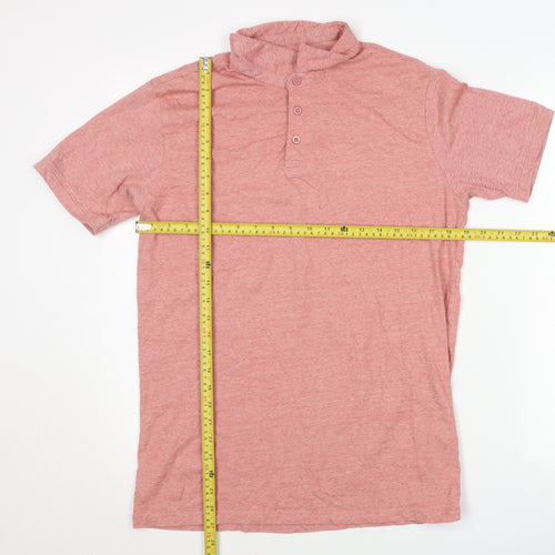 Dunnes Stores Men’s Pink Henley Short Sleeve T-Shirt Size L