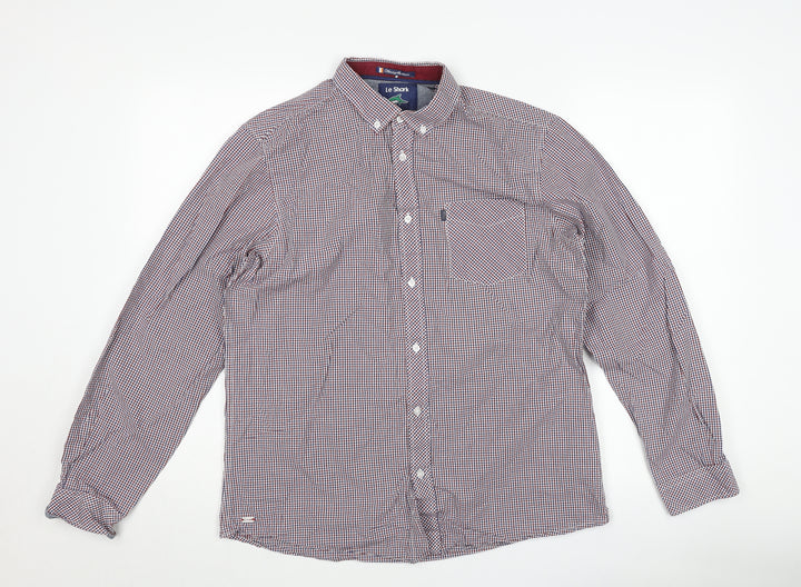 Le Shark Men's Multicoloured Checked Cotton Long Sleeve Dress Shirt L