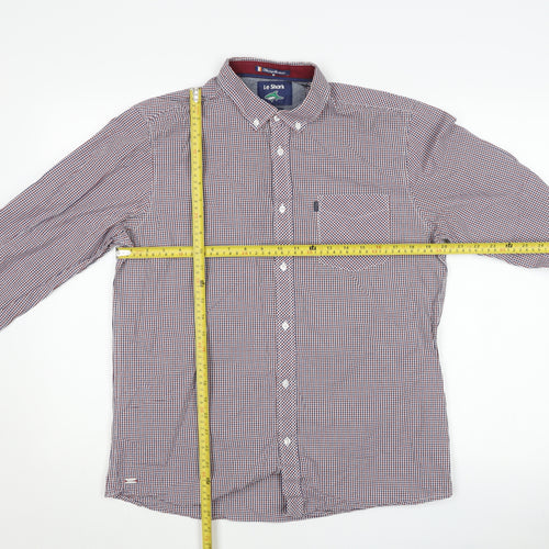 Le Shark Men's Multicoloured Checked Cotton Long Sleeve Dress Shirt L