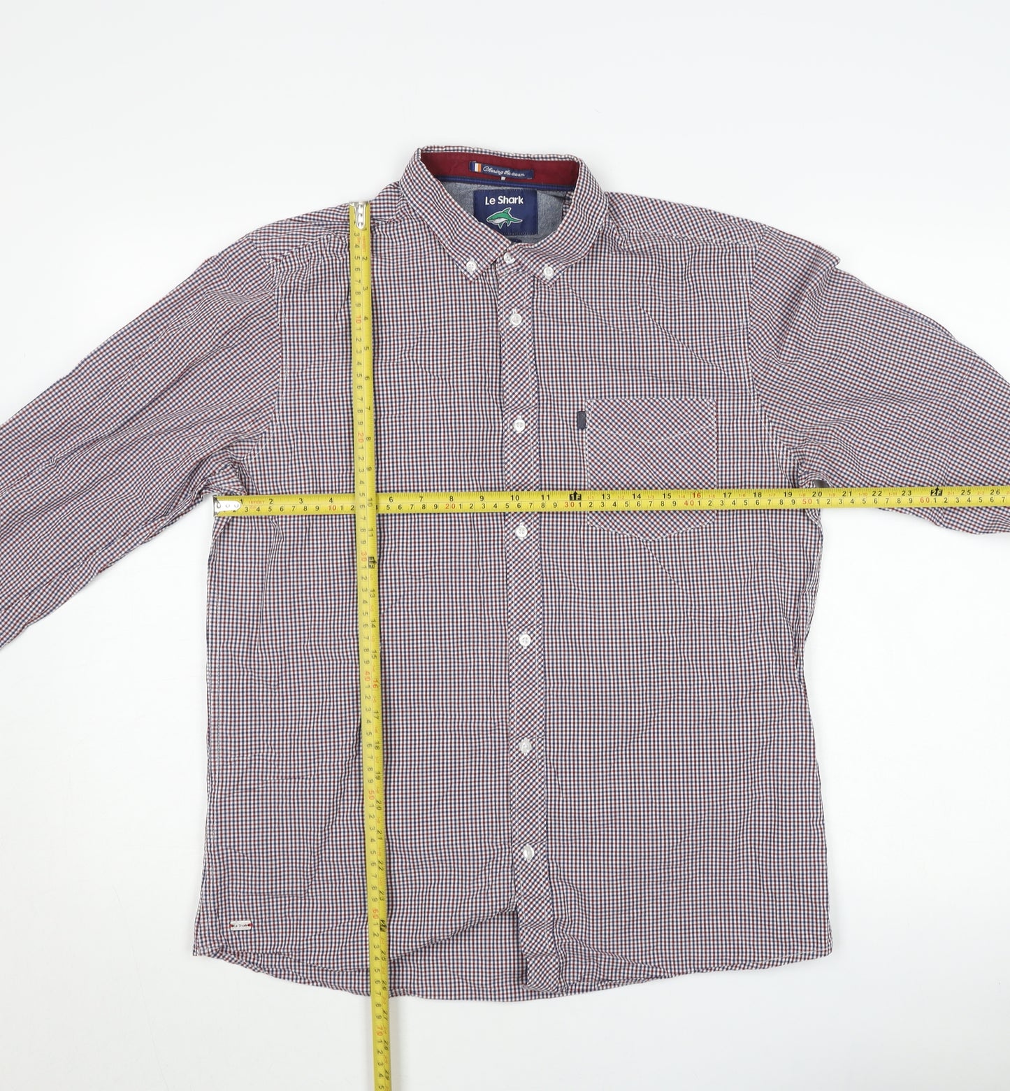 Le Shark Men's Multicoloured Checked Cotton Long Sleeve Dress Shirt L