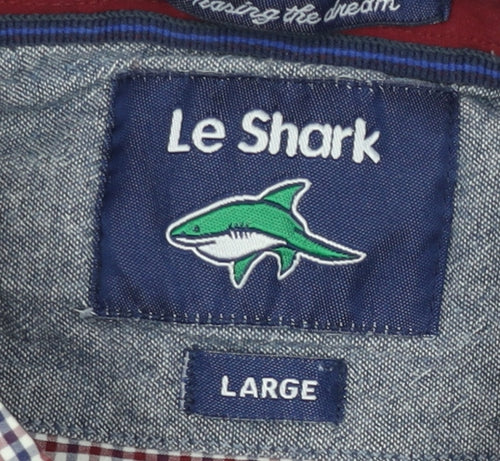 Le Shark Men's Multicoloured Checked Cotton Long Sleeve Dress Shirt L