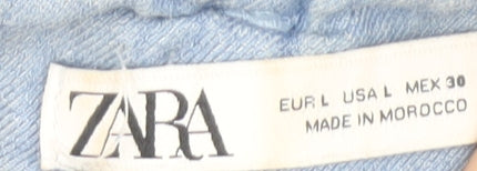 Zara Women’s Blue Cargo Trousers Size L Belted Cuffed Chambray