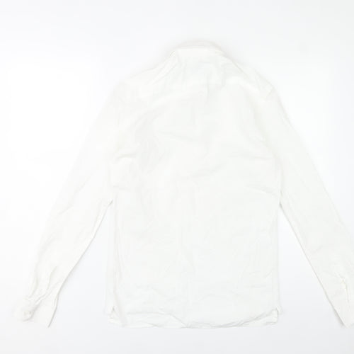 Zara Man Slim Fit White Cotton Button-Up Shirt Men S Long Sleeve
