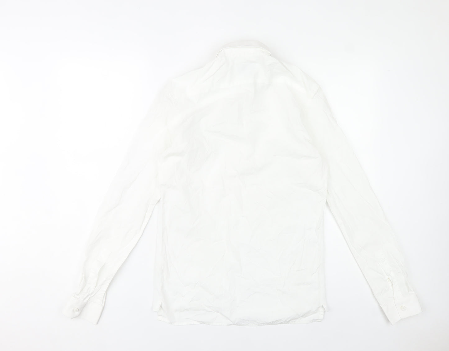 Zara Man Slim Fit White Cotton Button-Up Shirt Men S Long Sleeve