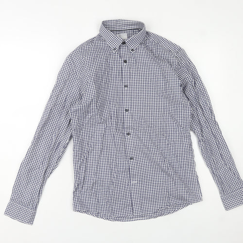 Selected Homme Men’s Blue Check Slim Fit Long Sleeve Cotton Shirt S