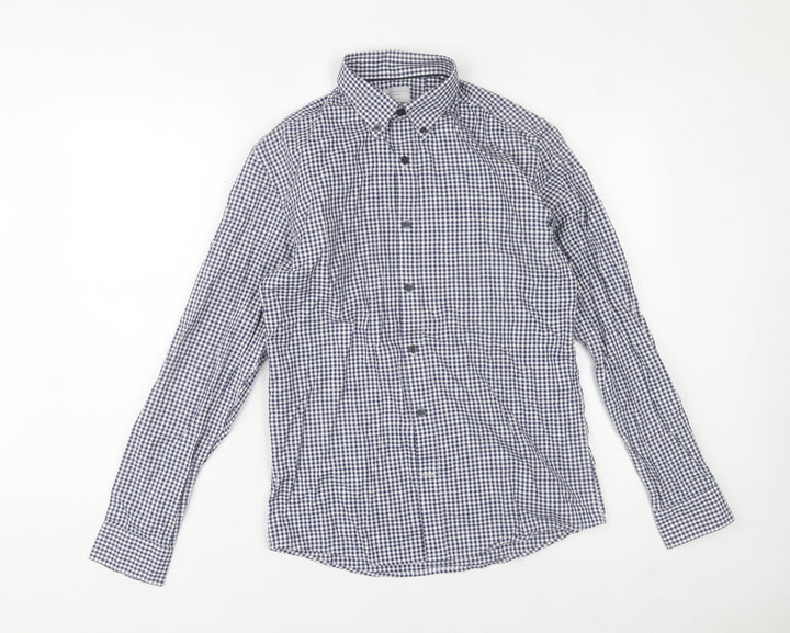 Selected Homme Men’s Blue Check Slim Fit Long Sleeve Cotton Shirt S