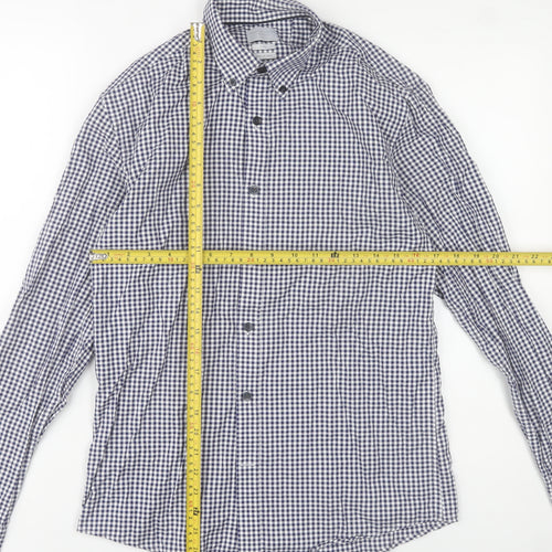 Selected Homme Men’s Blue Check Slim Fit Long Sleeve Cotton Shirt S