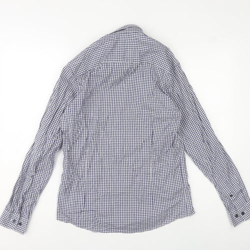 Selected Homme Men’s Blue Check Slim Fit Long Sleeve Cotton Shirt S
