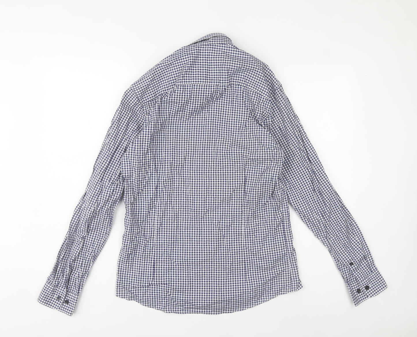 Selected Homme Men’s Blue Check Slim Fit Long Sleeve Cotton Shirt S