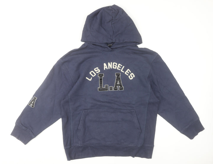 Zara Women Blue Pullover Hoodie S Los Angeles LA Logo Fleece