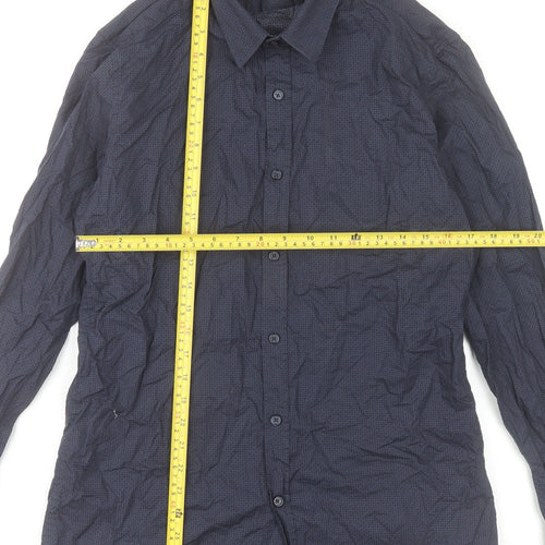 Antony Morato Men’s Blue Slim Fit Long Sleeve Cotton Dress Shirt M