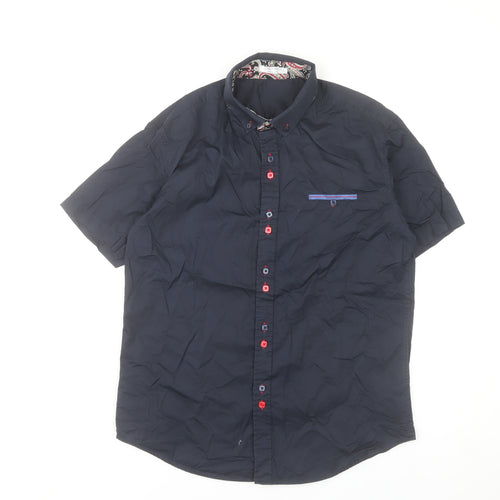 Coofandy Men's Blue Short Sleeve Button-Up Casual Shirt S