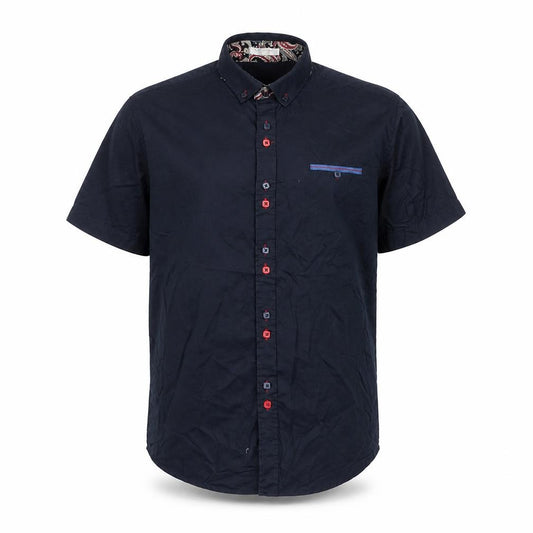 Front view of Coofandy Men's Blue Short Sleeve Button-Up Casual Shirt S
