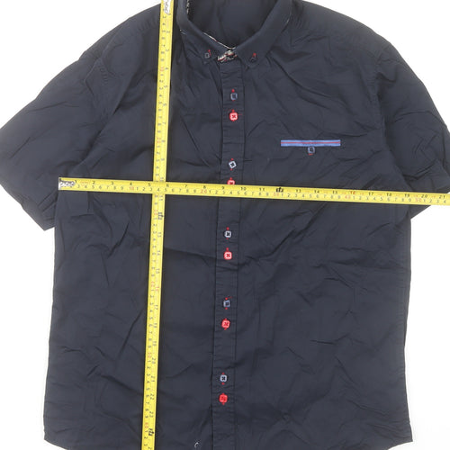 Coofandy Men's Blue Short Sleeve Button-Up Casual Shirt S