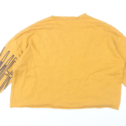 Zara Women Mustard Yellow LOVE Graphic Pullover Sweatshirt Size S