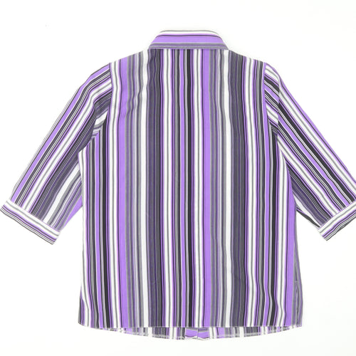 Domitex Women’s Purple Striped Button-Up Shirt Size 12 3/4 Sleeve