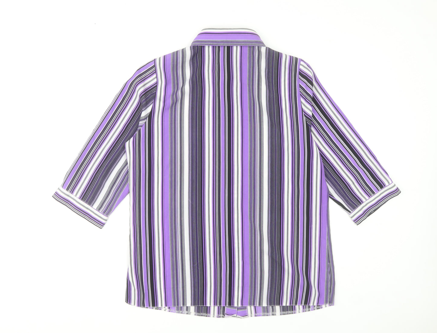 Domitex Women’s Purple Striped Button-Up Shirt Size 12 3/4 Sleeve