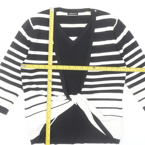 St. Bernard Women’s Black White Stripe Wrap Knit Blouse Size 16