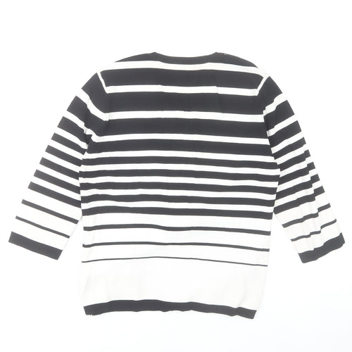 St. Bernard Women’s Black White Stripe Wrap Knit Blouse Size 16