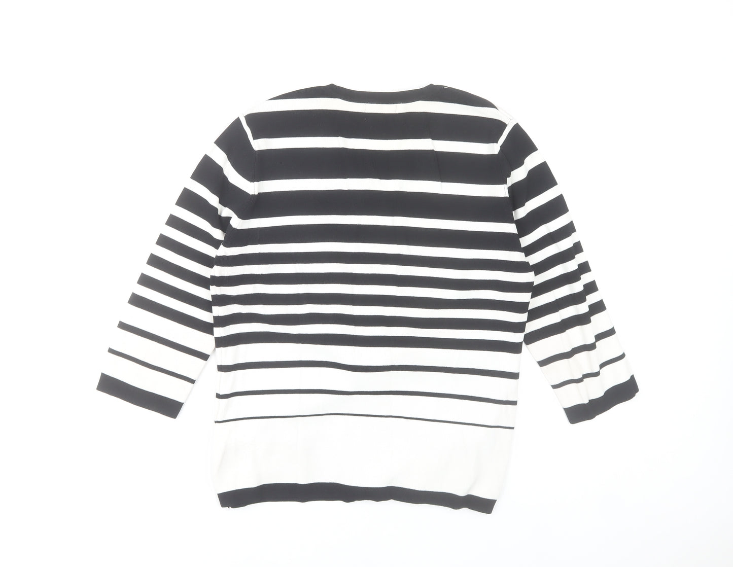 St. Bernard Women’s Black White Stripe Wrap Knit Blouse Size 16