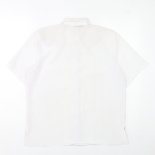 Elegant Collection Womens White Size 14 Button-Up Embroidered Shirt