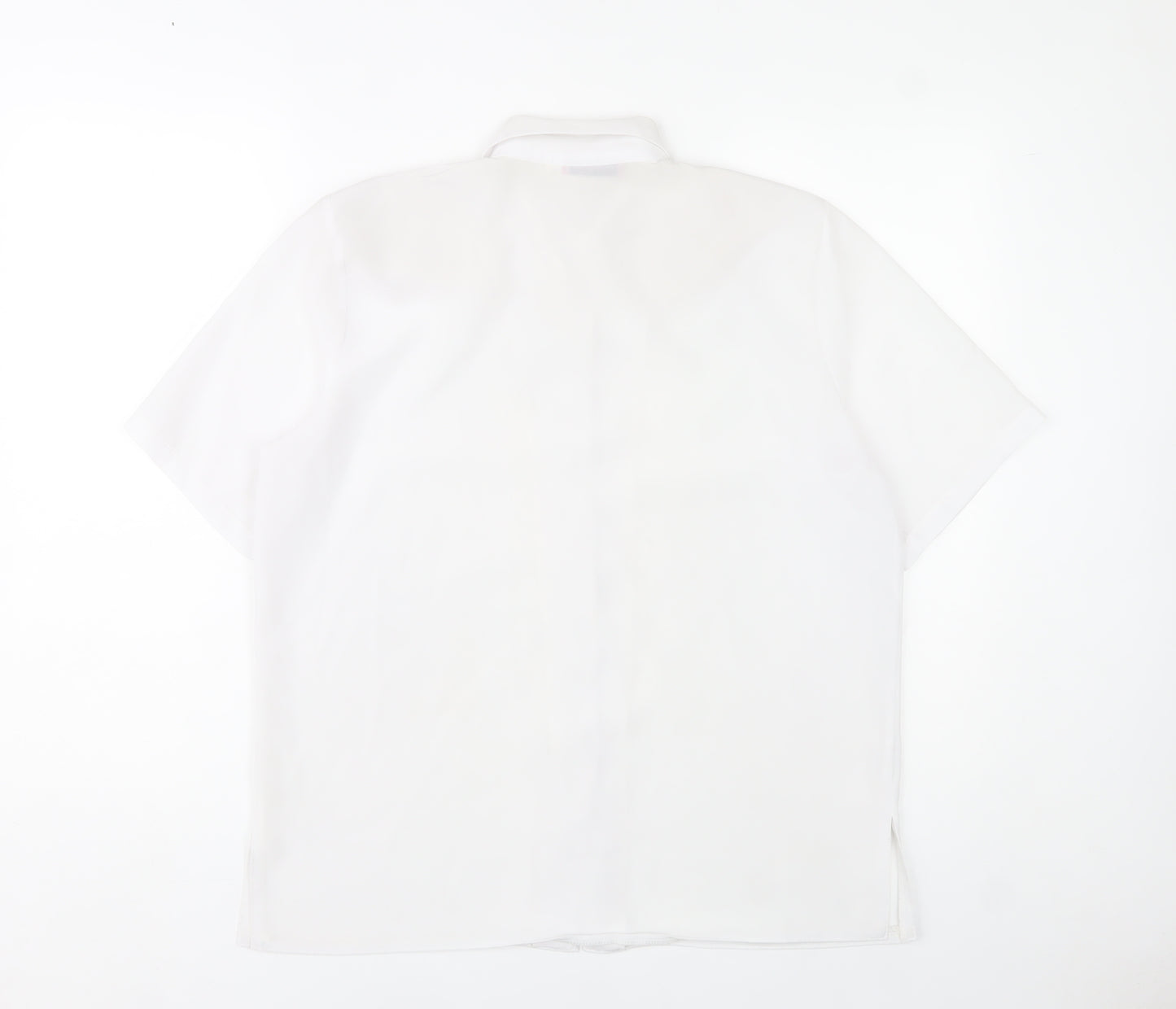 Elegant Collection Womens White Size 14 Button-Up Embroidered Shirt
