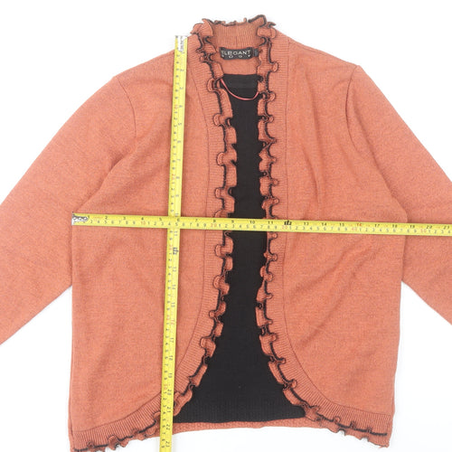Elegant Body Womens Orange Cardigan M Long Sleeve Ruffle Knit