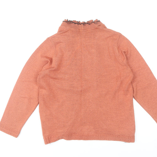 Elegant Body Womens Orange Cardigan M Long Sleeve Ruffle Knit
