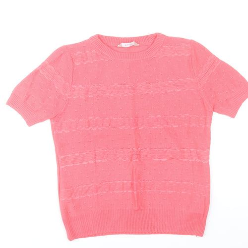 Awear Women’s Pink XL Short Sleeve Knit Pullover Jumper