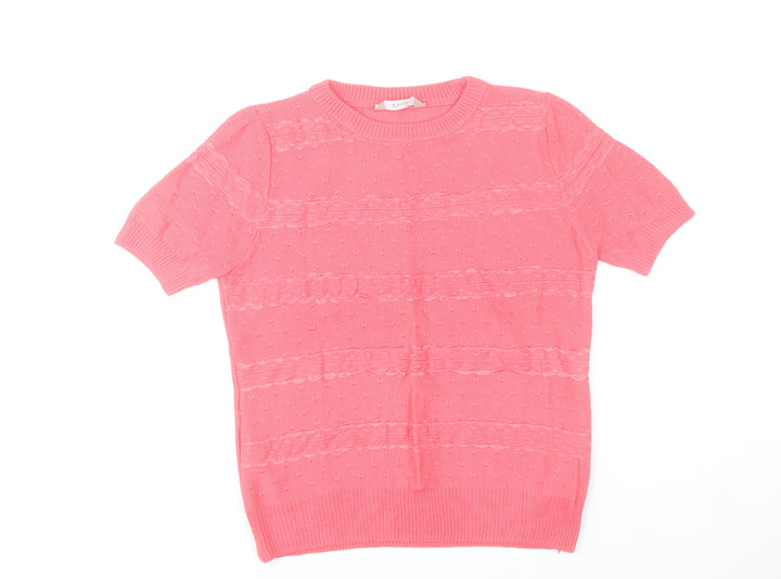 Awear Women’s Pink XL Short Sleeve Knit Pullover Jumper
