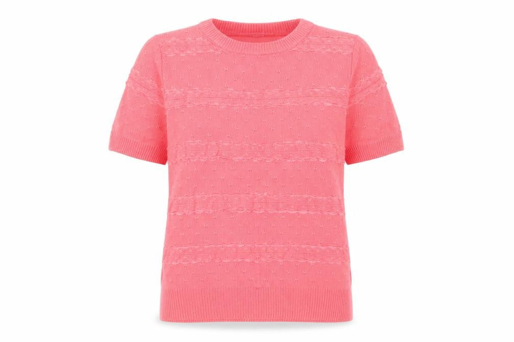 Front view of Awear Women’s Pink XL Short Sleeve Knit jumper
