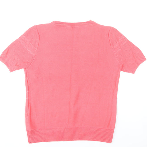 Awear Women’s Pink XL Short Sleeve Knit Pullover Jumper