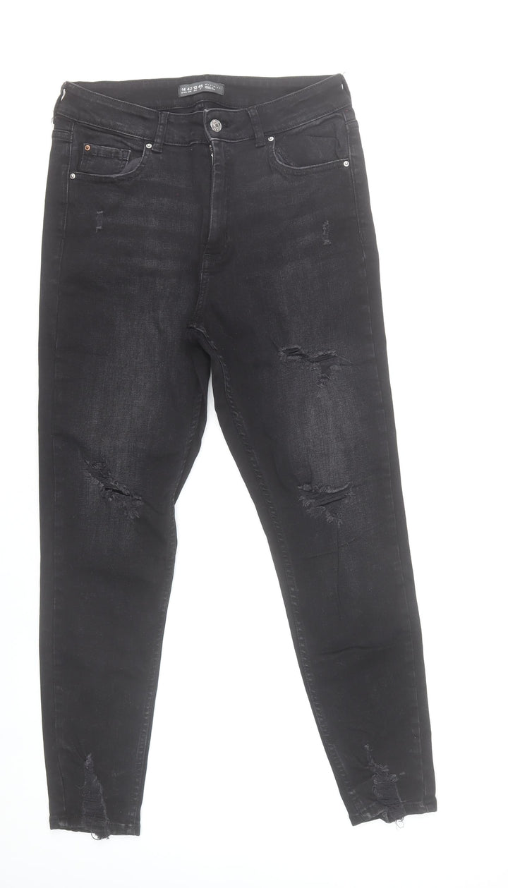 Denim Co. Womens Black Size 14 Skinny Distressed Stretch Jeans