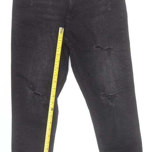 Denim Co. Womens Black Size 14 Skinny Distressed Stretch Jeans