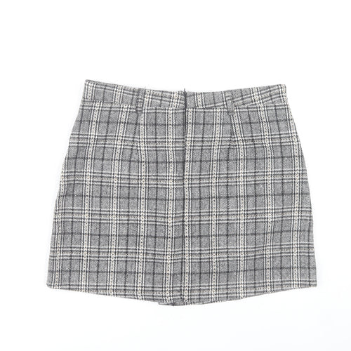 QED London Women Grey Check Tweed Short Skirt Size 14 Work Casual