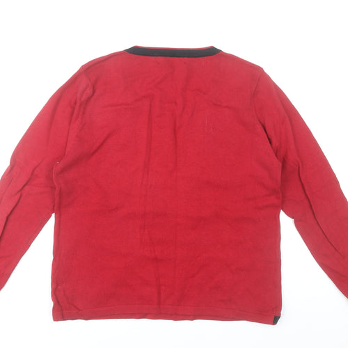 Jessica Graaf Womens Red Cotton Cardigan M Regular V-Neck Striped