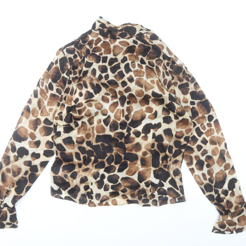 Liz Claiborne Womens Brown Animal Print Silk Blouse UK 10
