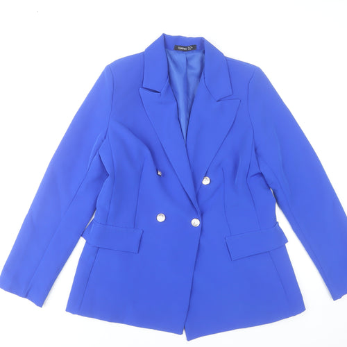 Boohoo Women Blue Blazer UK 10 Regular Fit Mid-Length Work Jacket
