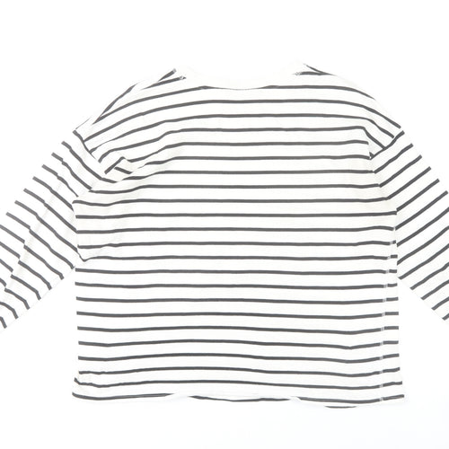 Dunnes Stores Womens Black Ivory Striped Cotton Long Sleeve T-Shirt L