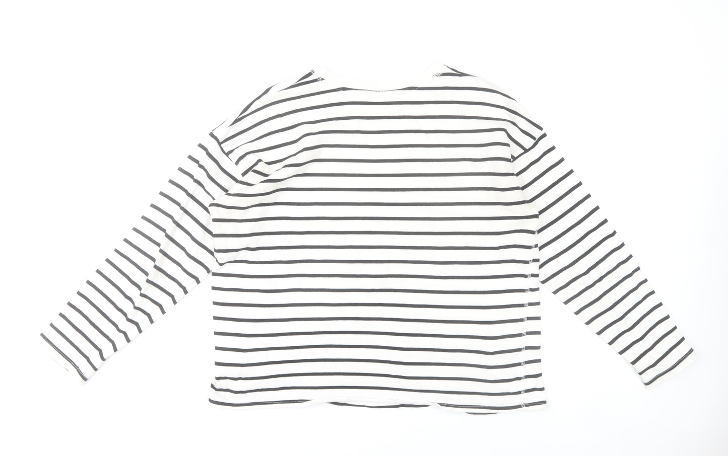 Dunnes Stores Womens Black Ivory Striped Cotton Long Sleeve T-Shirt L