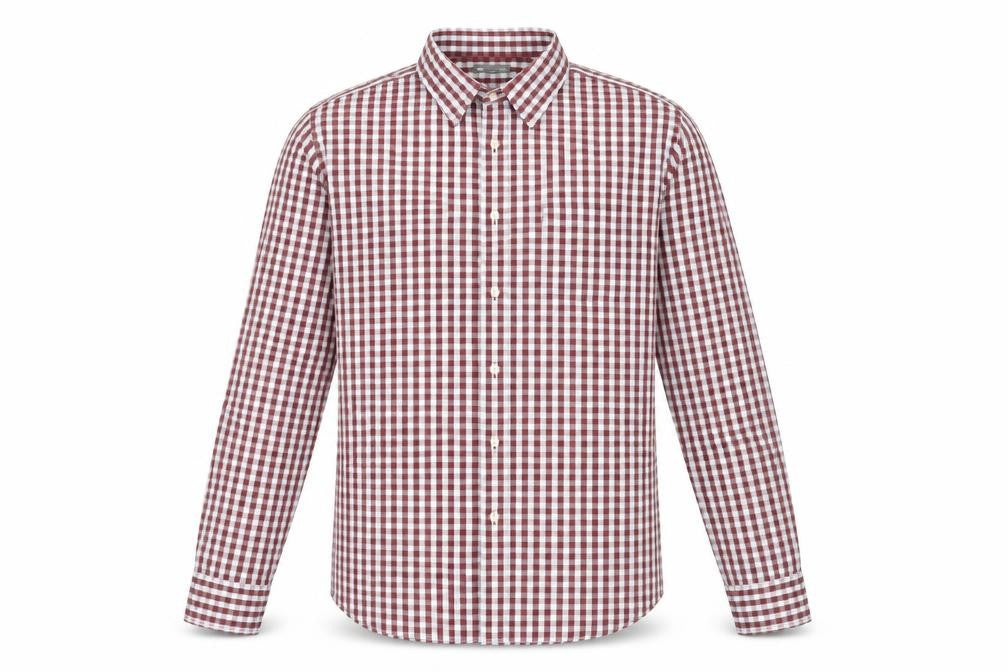 Gap Mens Red Check Classic Fit Long Sleeve Cotton Shirt L