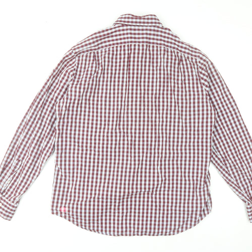 Gap Mens Red Check Classic Fit Long Sleeve Cotton Shirt L