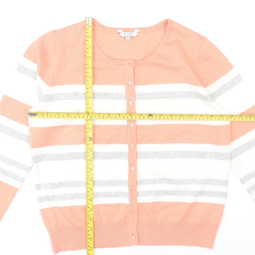 Miso Essentials Womens XL Orange White Grey Striped Cardigan