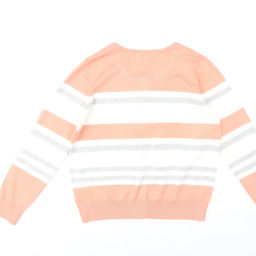 Miso Essentials Womens XL Orange White Grey Striped Cardigan