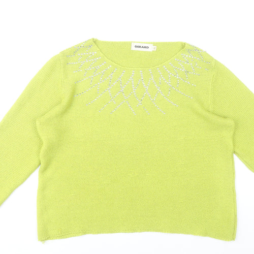 Gerard Women’s Yellow XL Pullover Jumper Beaded Round Neck
