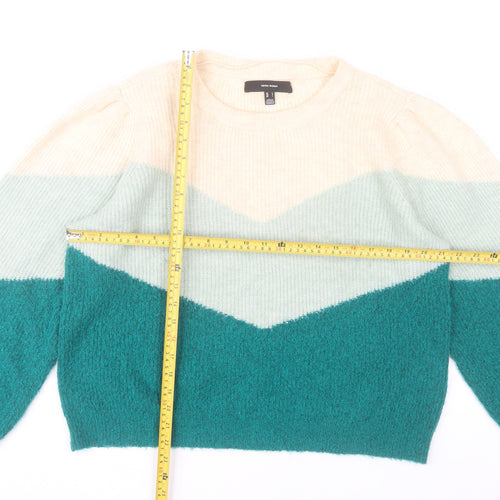 Vero Moda Womens L Beige Green Colour Block Knit Pullover Jumper